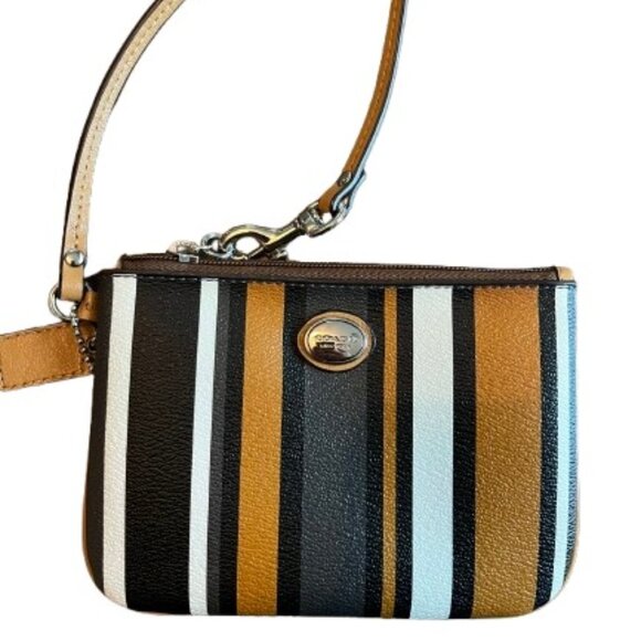 Coach Peyton Multi-Stripe Wristlet (F51619)- NWOT - Picture 1 of 4
